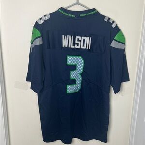 NFL Nike Navy and Green Men's Seattle SeaHawks Russel Wilson Jersey #3